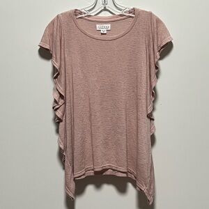 Velvet by Graham & Spencer ALIANNA Chic soft Textured Knit Ruffle cap sleeve Top